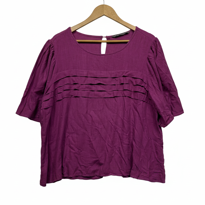 Katies Pink Linen Blend Top - Size 16