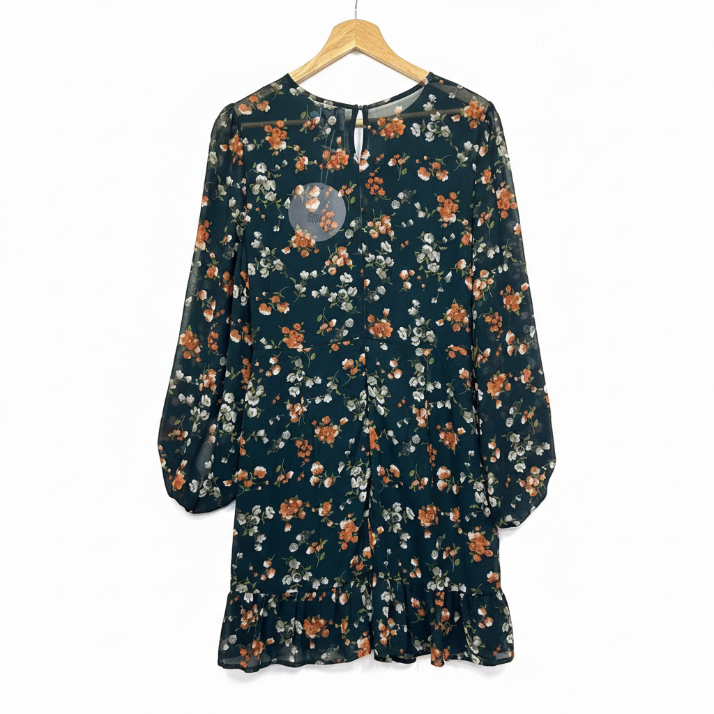 Princess Polly teal floral dress back view