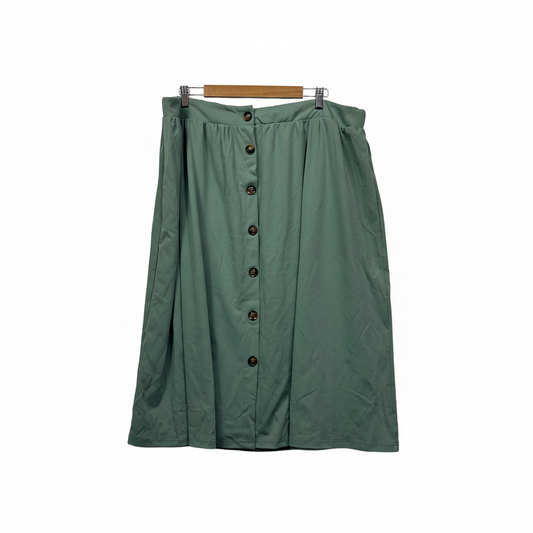 Shein Curve sage green button-front midi skirt size 4XL
