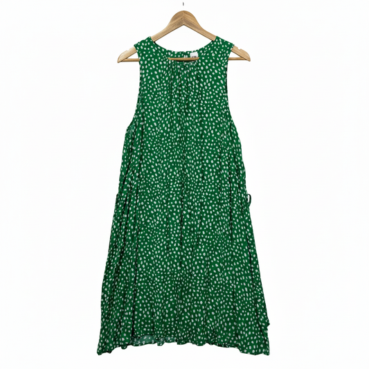 Anko Green & White Spot Print Sleeveless Tiered Mini Dress - Size 18