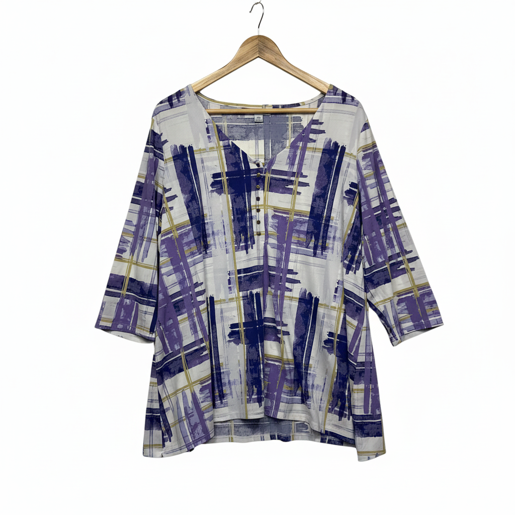 Rockmans multicoloured abstract print tunic front view