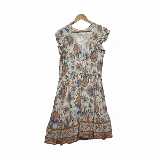 Miracle cream and multicoloured floral print dress size 18