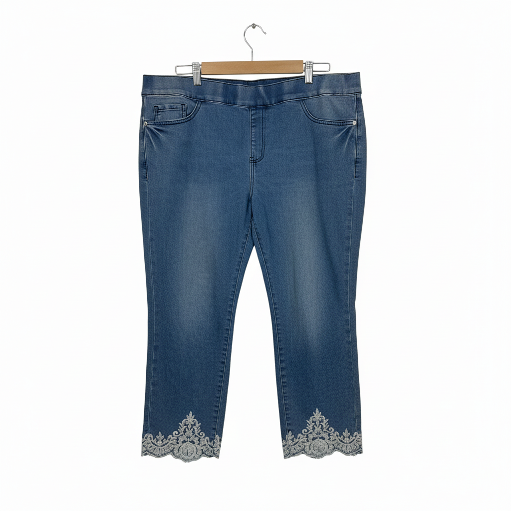 Beme blue embellished hem pants size 18