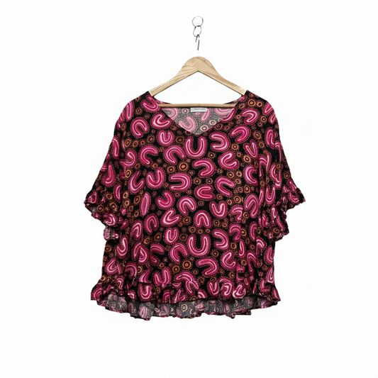 Little Party Dress pink and black paisley print top size M