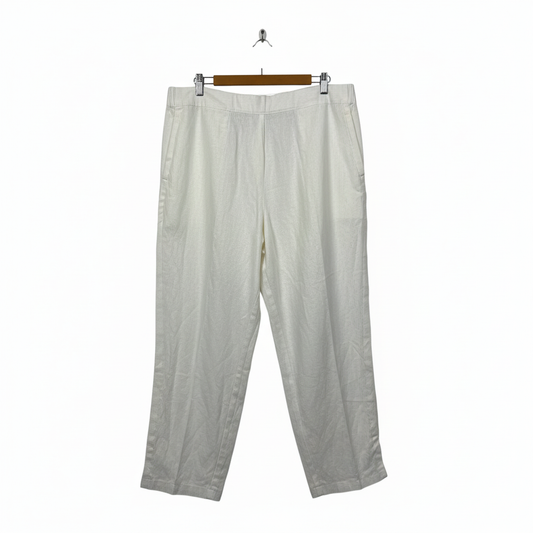 SONI.B White Linen Viscose Pull-On Pants Size 18