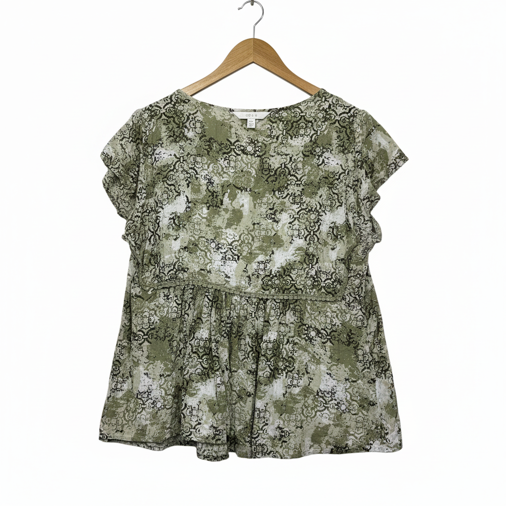 Rockmans Green Tile Print Top - Size 16 label