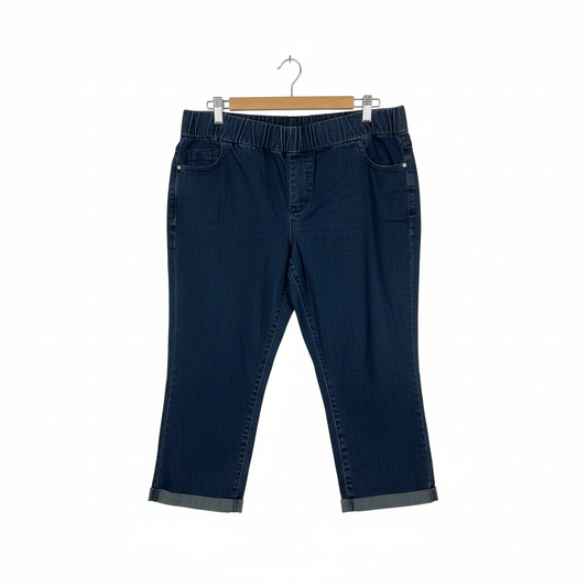 Navy Blue Skinny Cropped Denim Pants Jeans - Size 18