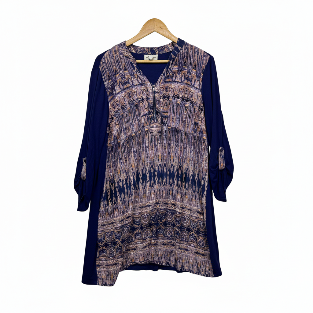Autograph navy paisley print tunic size 16