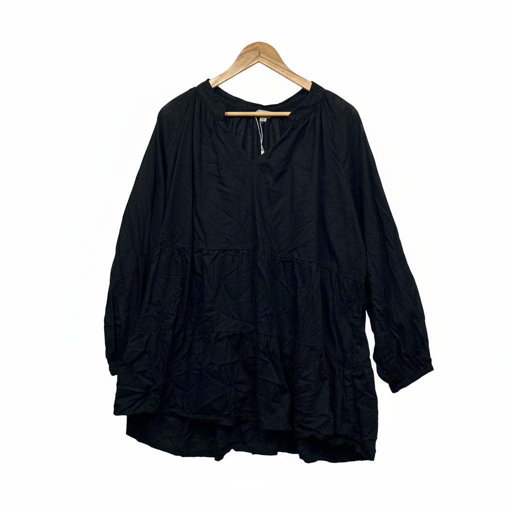 Adrift black textured tunic front view