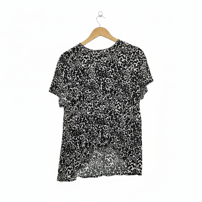 Mister Zimi Black and White Animal Print Top - Size 14