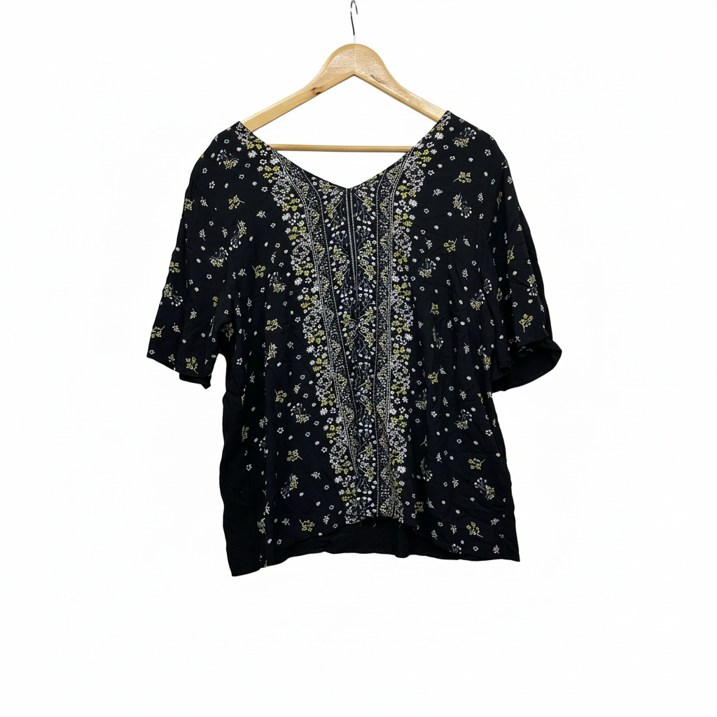 B Collection Black Boho Top - Size 18