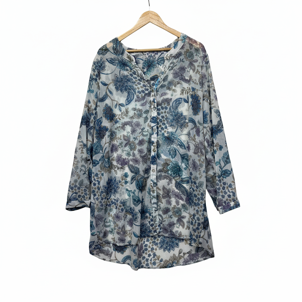 Multicoloured floral tunic dress front view