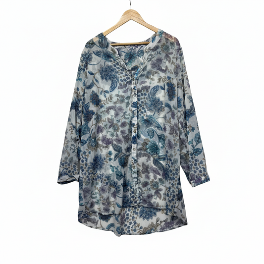 Multicoloured floral tunic dress front view