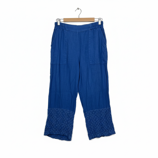 Italian Blue Linen Pants -  Size 12/14