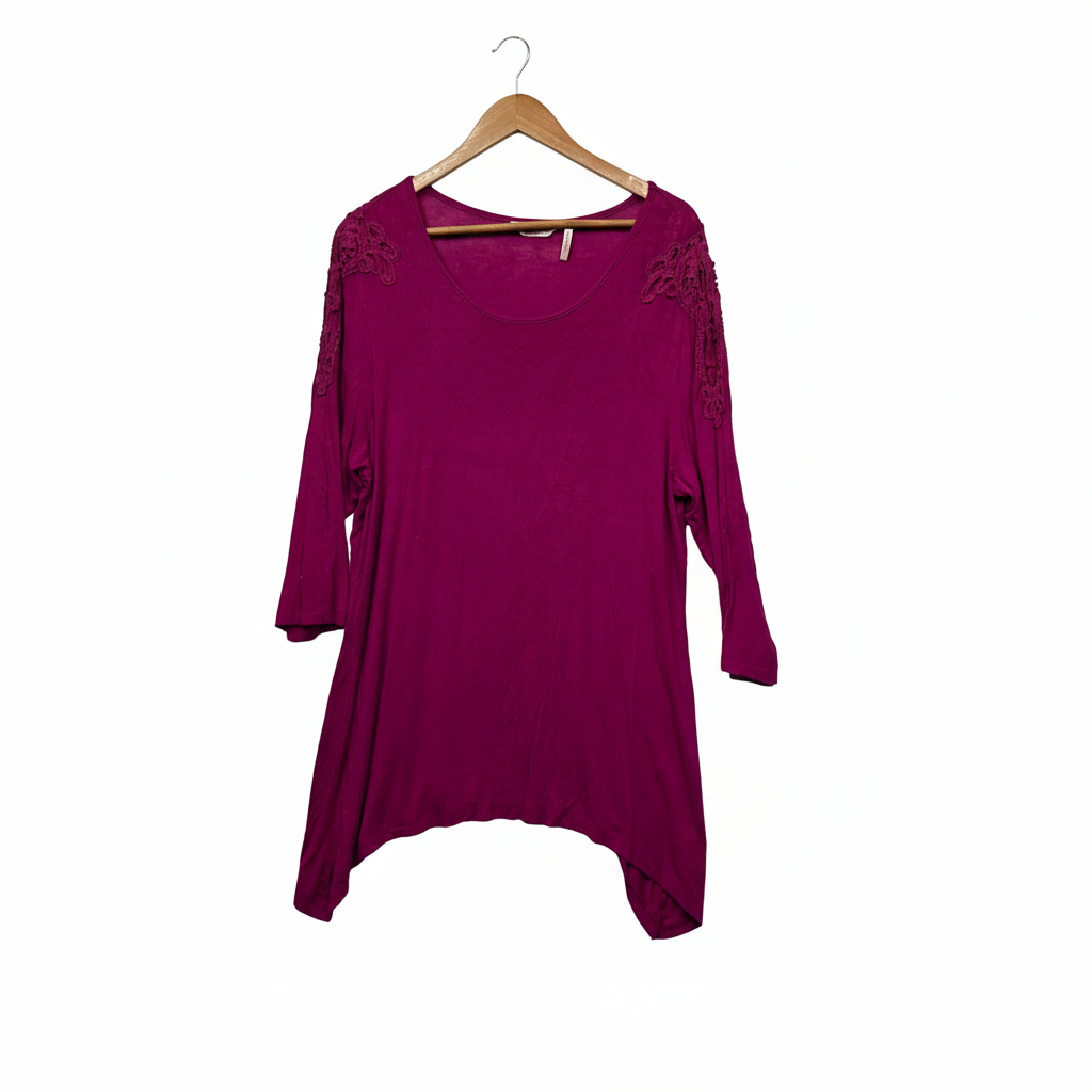 Millers magenta lace detail top front view