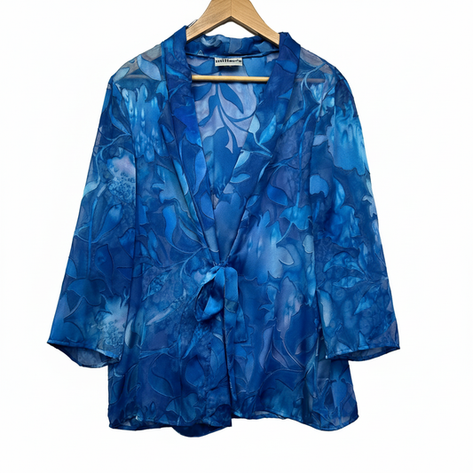 Millers Blue Floral Print Top and Jacket Set - Front View