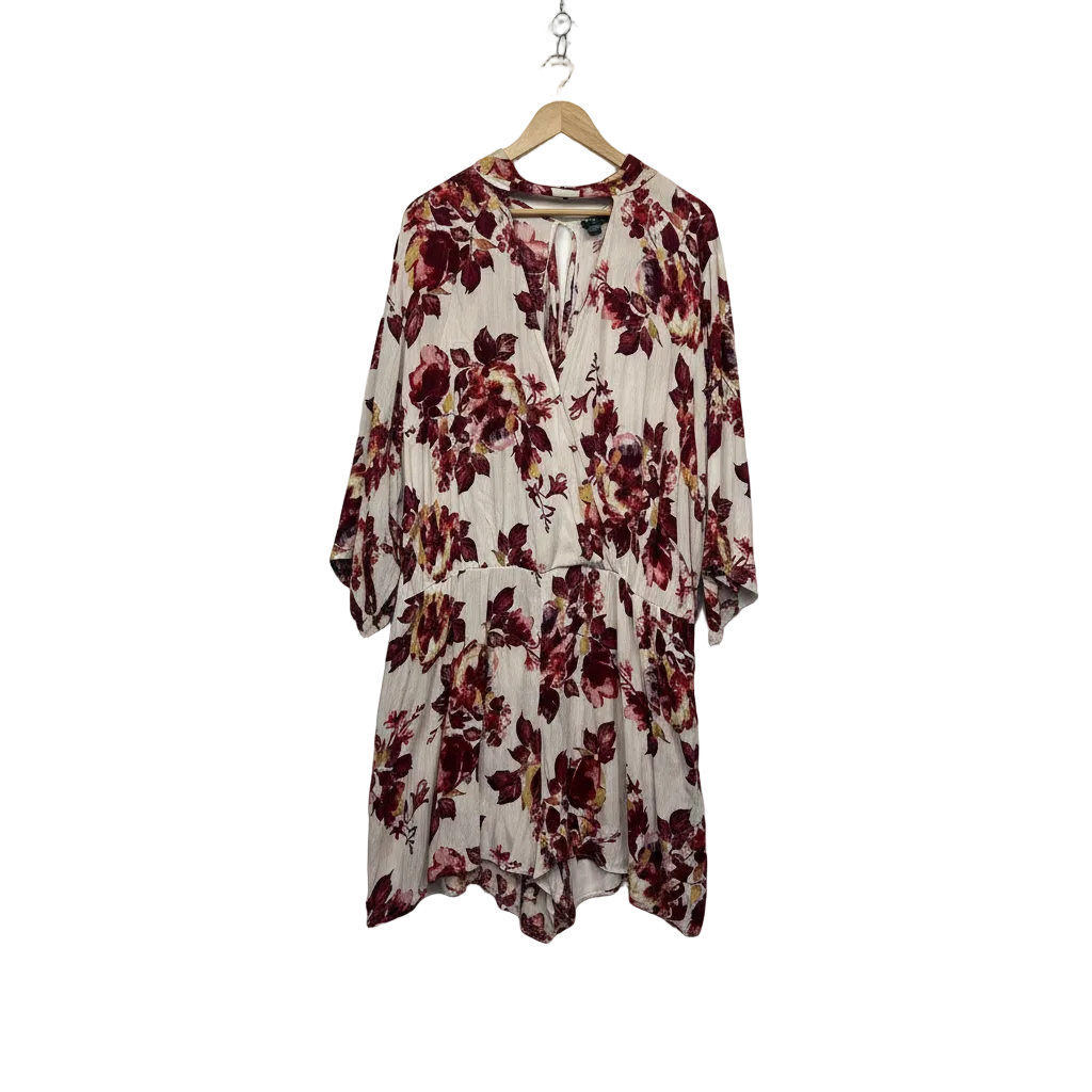 City Chic cream burgundy floral top front view