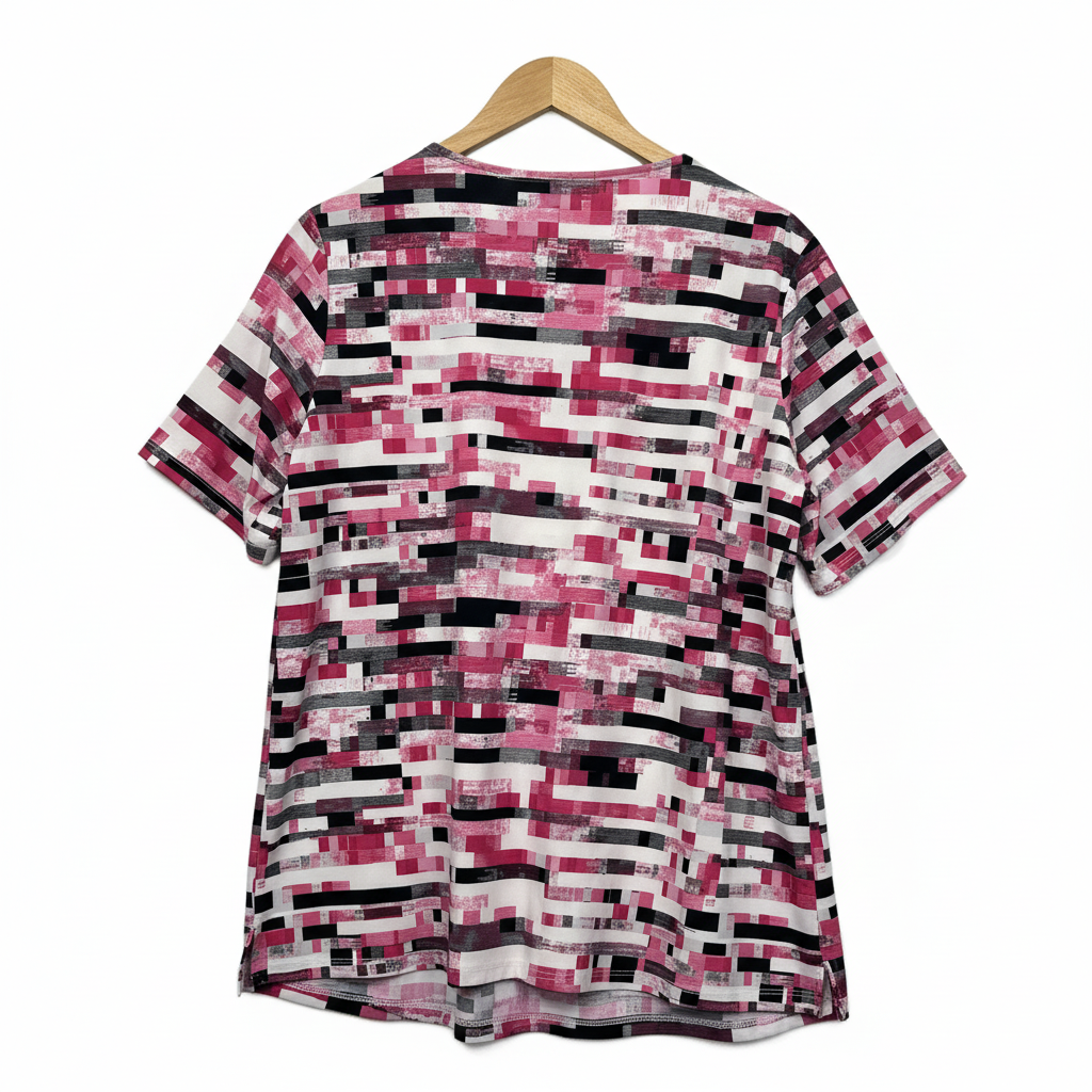 Liz Jordan multicoloured print top label detail