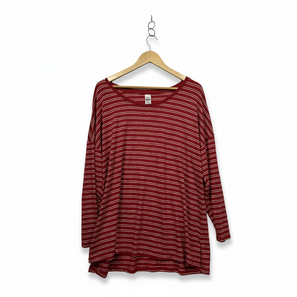Clothing & Co Red White Striped Top - Size 20