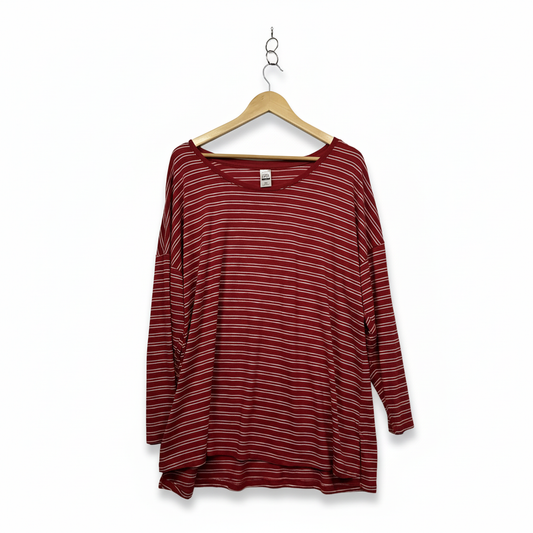 Clothing & Co Red White Striped Top - Size 20