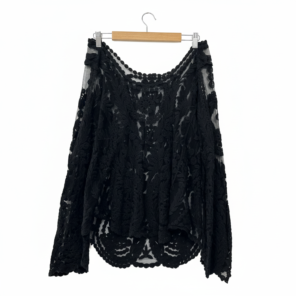 Black Lace Off-Shoulder Top - Size 14/16