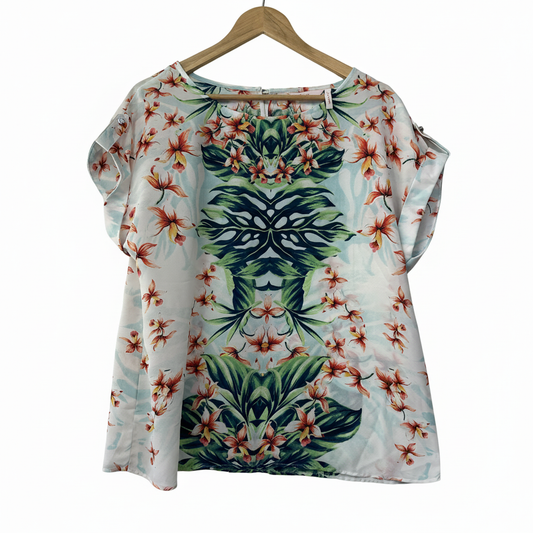 Millers White Tropical Floral Print Top - Size 14