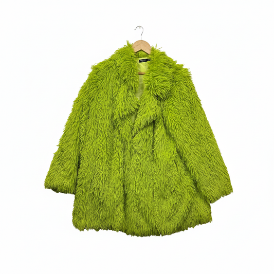 SHEIN CURVE Lime Green Faux Fur Jacket Size 1XL