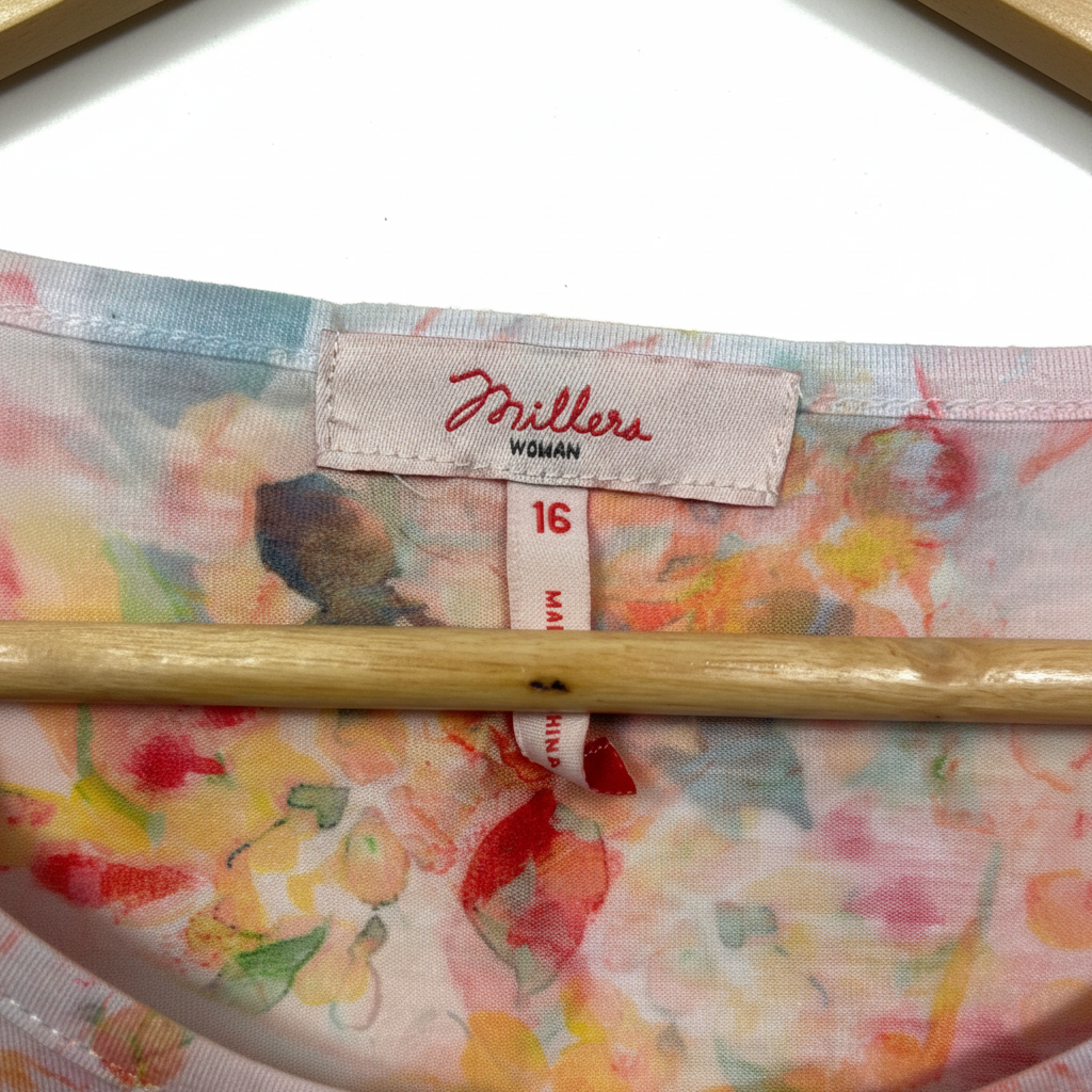 Millers Pink Floral Asymmetric Top - Size 18