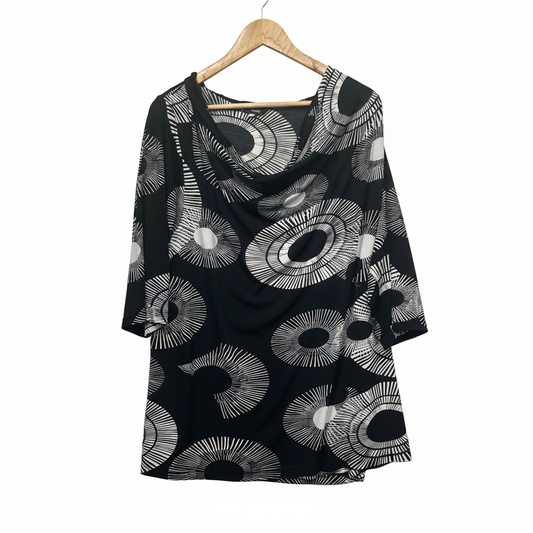 R&M Black White Print Top - Size L