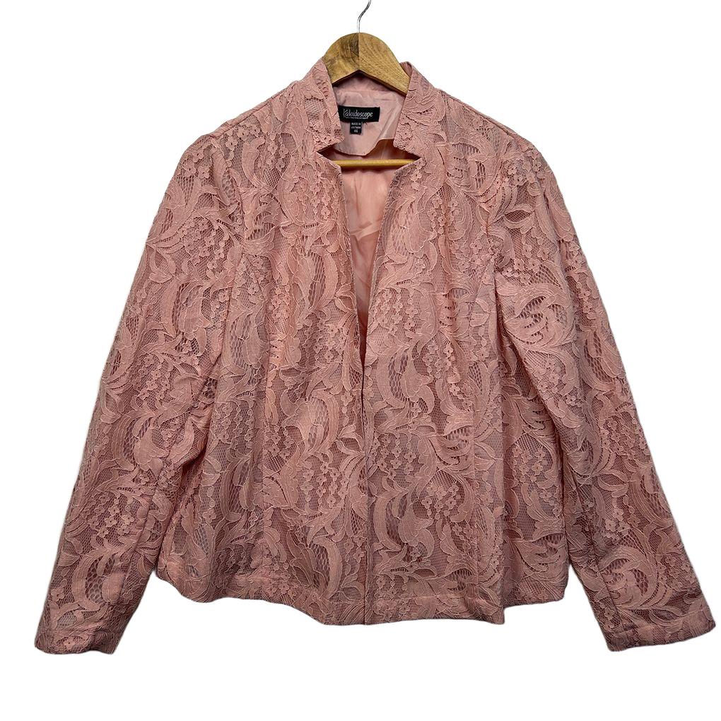 Kaleidoscope Pink Lace Cotton Jacket - Size 16/18