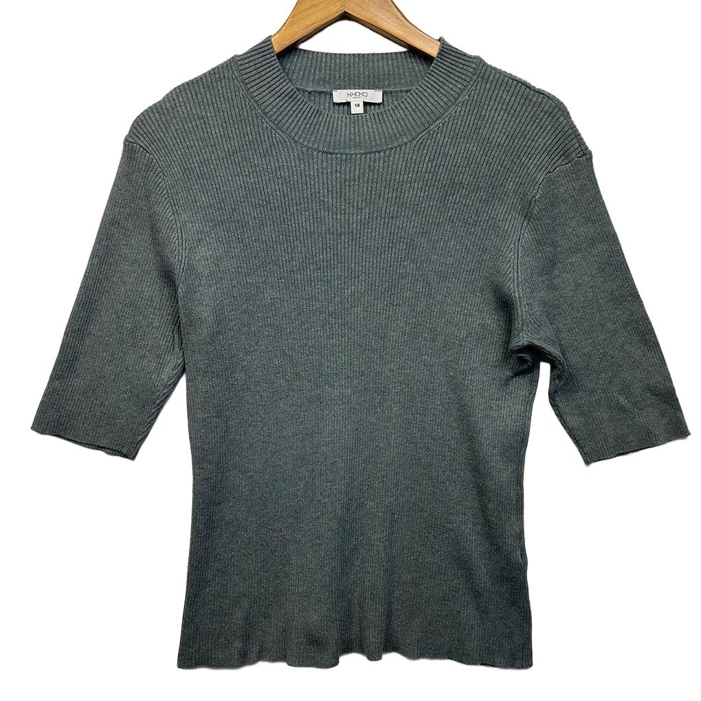 Khoko Smart Grey Knit Top - Size 18