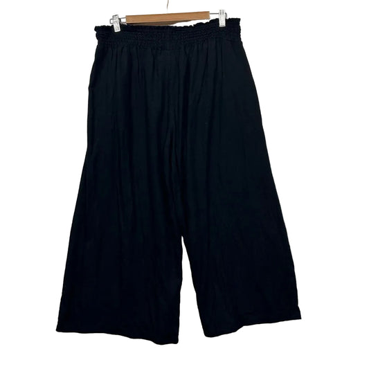& me Black Linen Wide-Leg Cropped Pants - Size 14