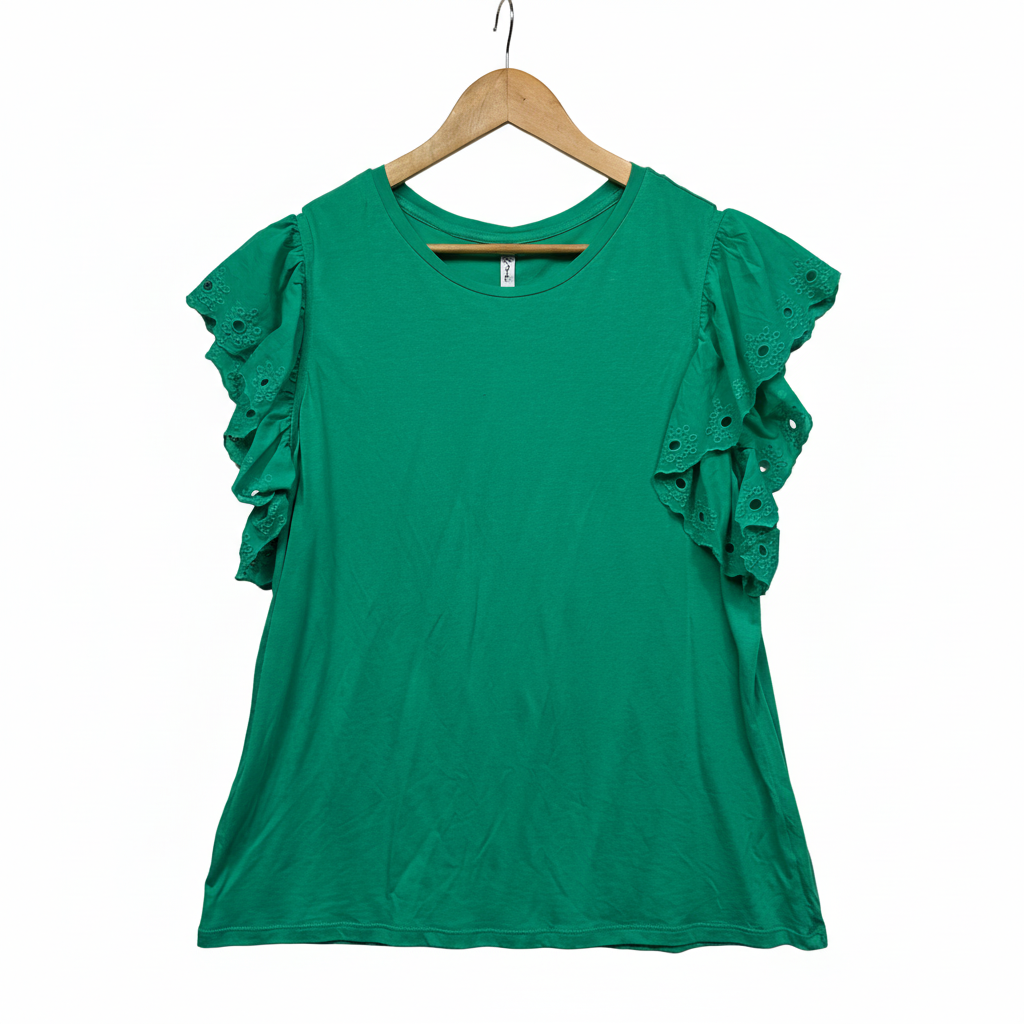 &me Green Embroidered Sleeve Top - Size XL