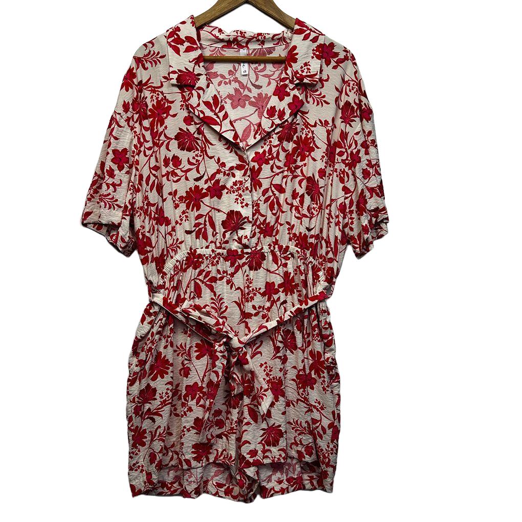 & me Red and White Floral Playsuit - Size 18