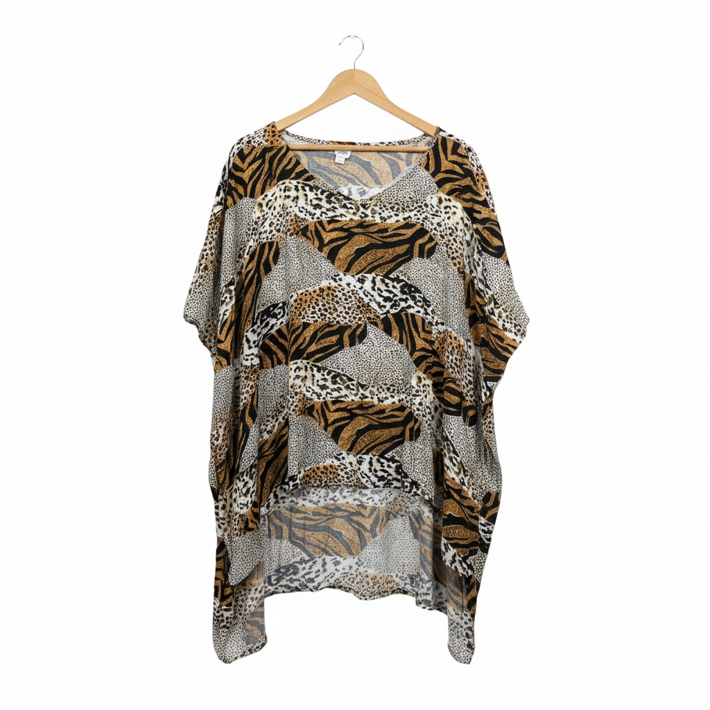 Mila Alexandra Animal Print Kaftan Top - One Size