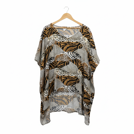 Mila Alexandra animal print kaftan on white background