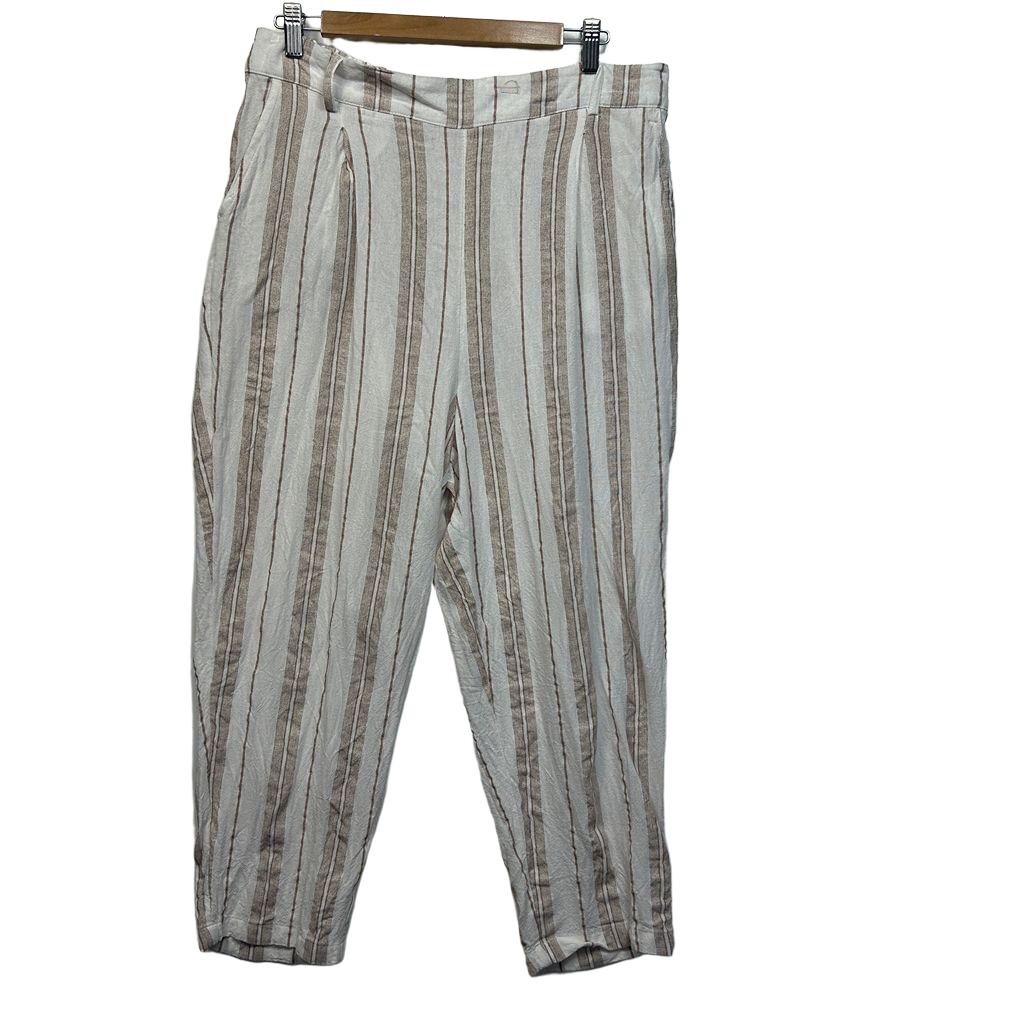 Millers Beige Linen Striped Pants - Size 18
