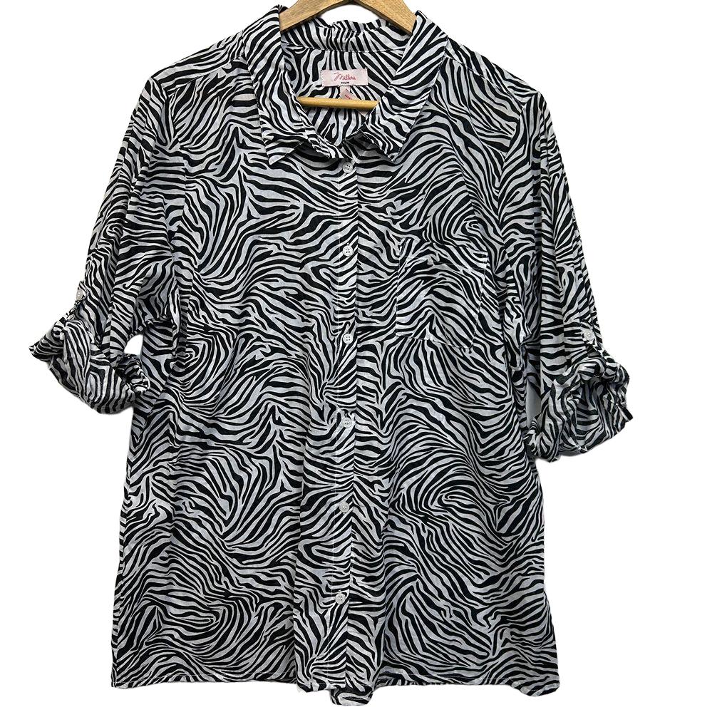 Millers Black and White Cotton Shirt - Size 18