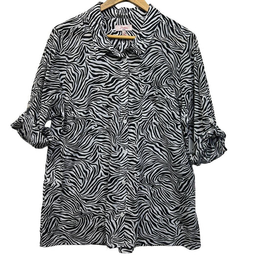 Millers Black and White Cotton Shirt - Size 18