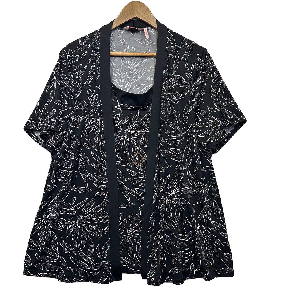 Millers Black and White Print Top - Size 20