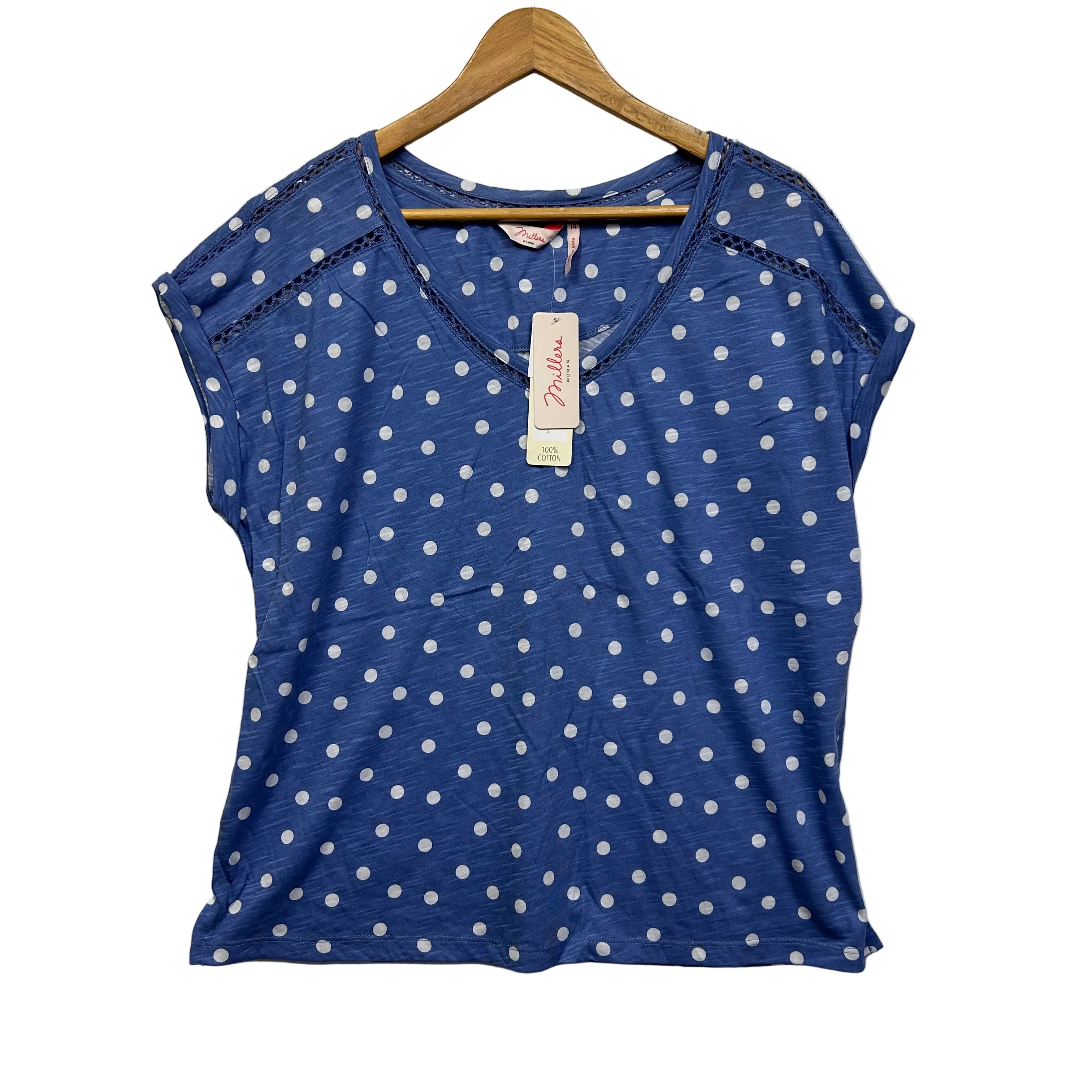 Millers Blue Dot Casual Top - Size 14