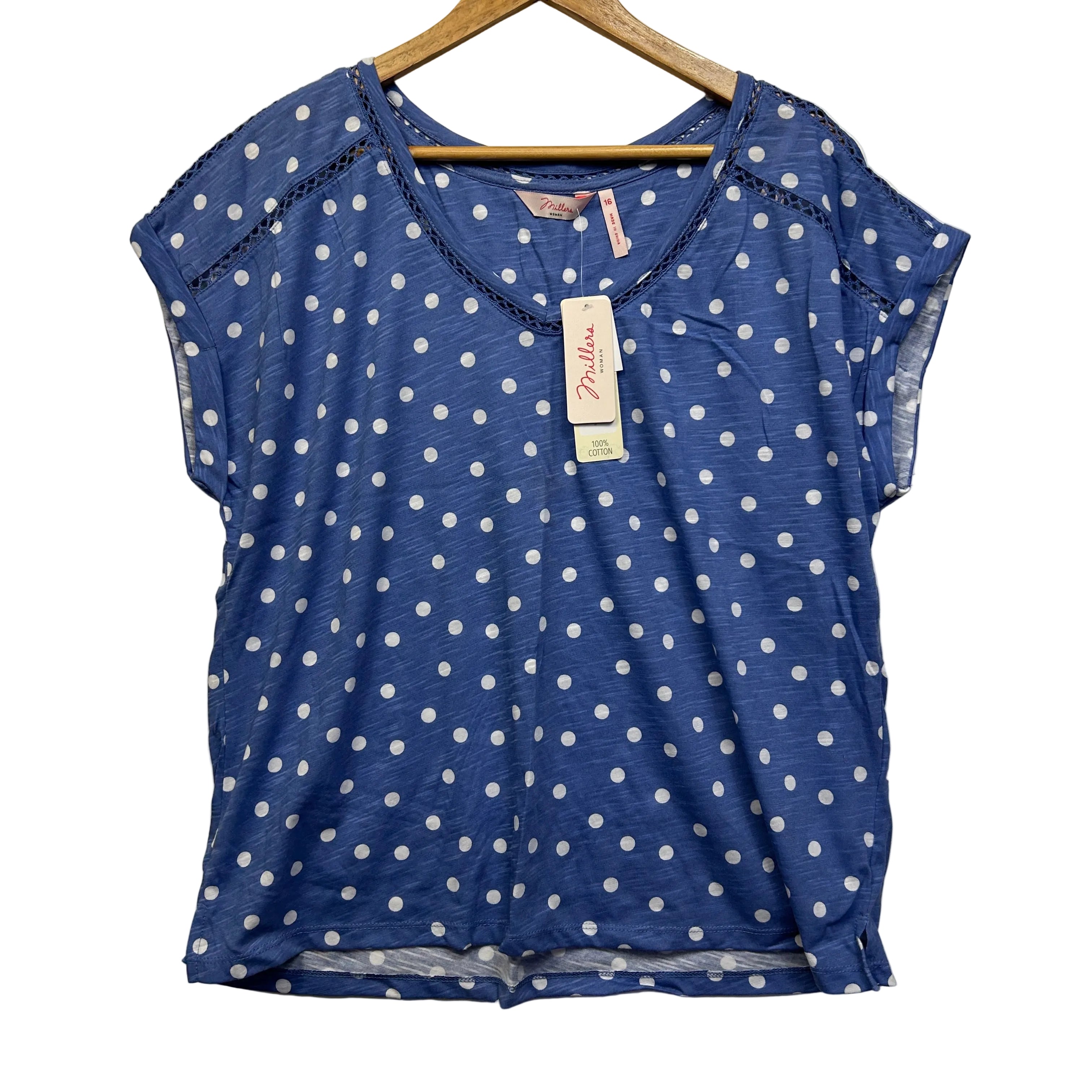 Millers Blue Dot Casual Top - Size 16
