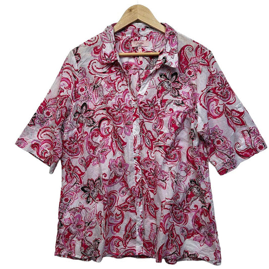 Millers Pink Paisley Cotton Shirt - Size 18