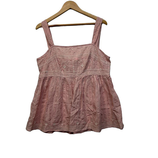 Monsoon UK Pink Cotton Embroidered Top - Size L