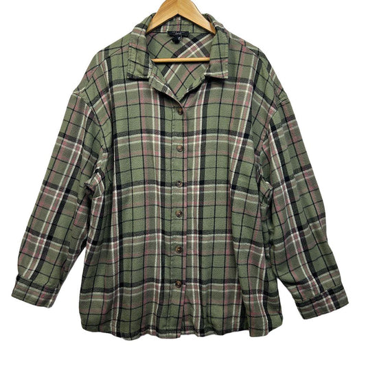 New Look Green Check Top - Size 24