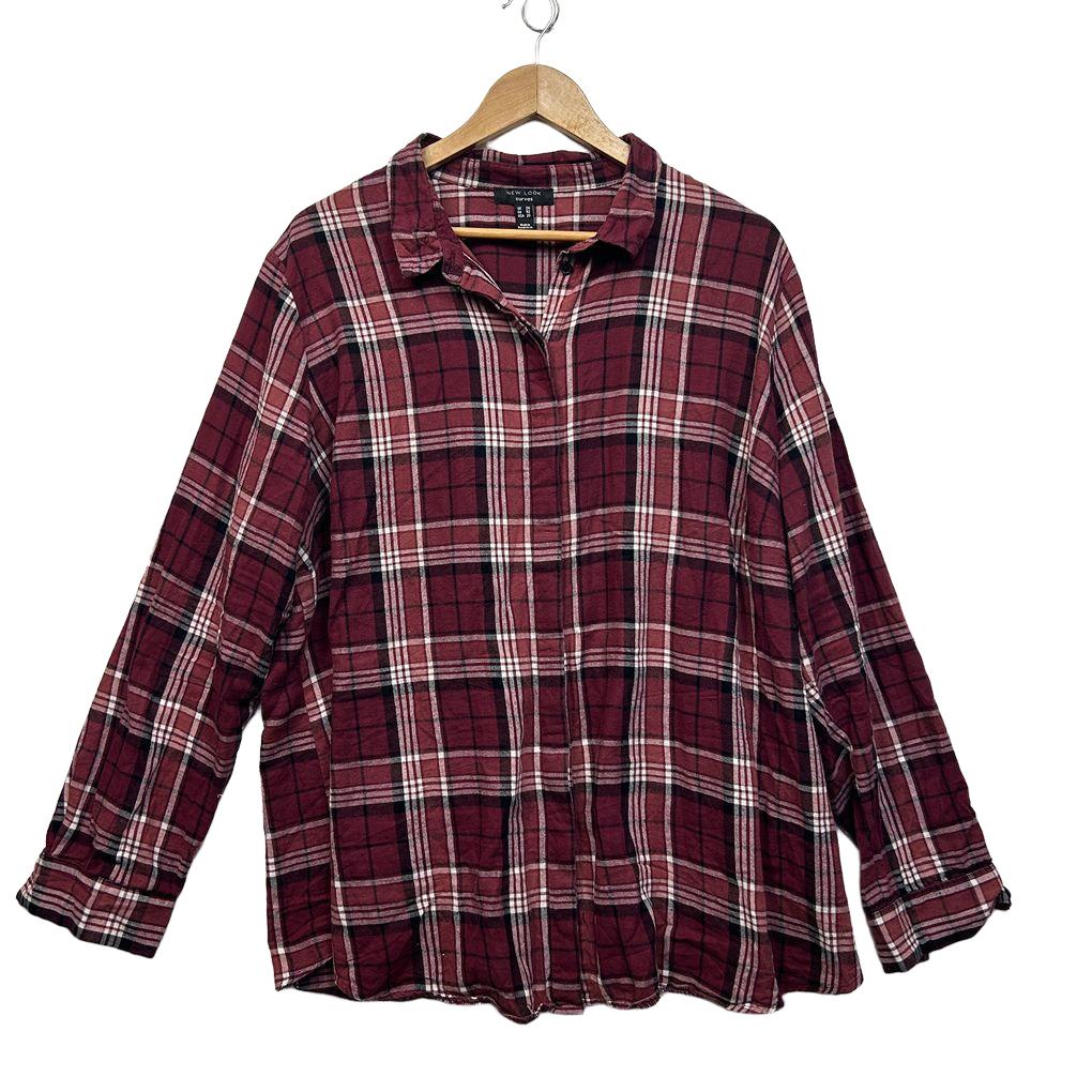 New Look Red Cotton Shirt - Size 24