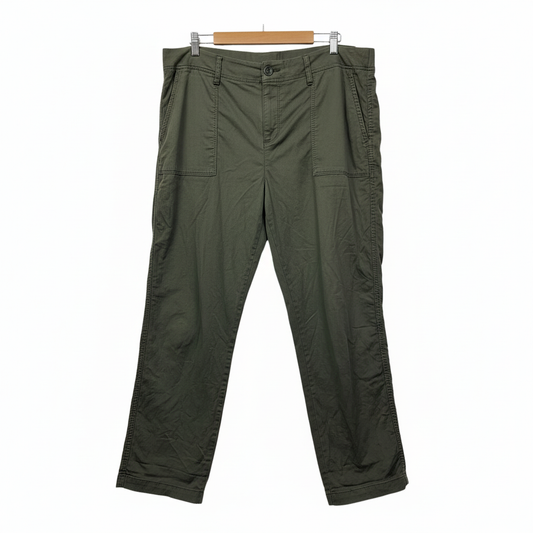 Olive green pants with white background