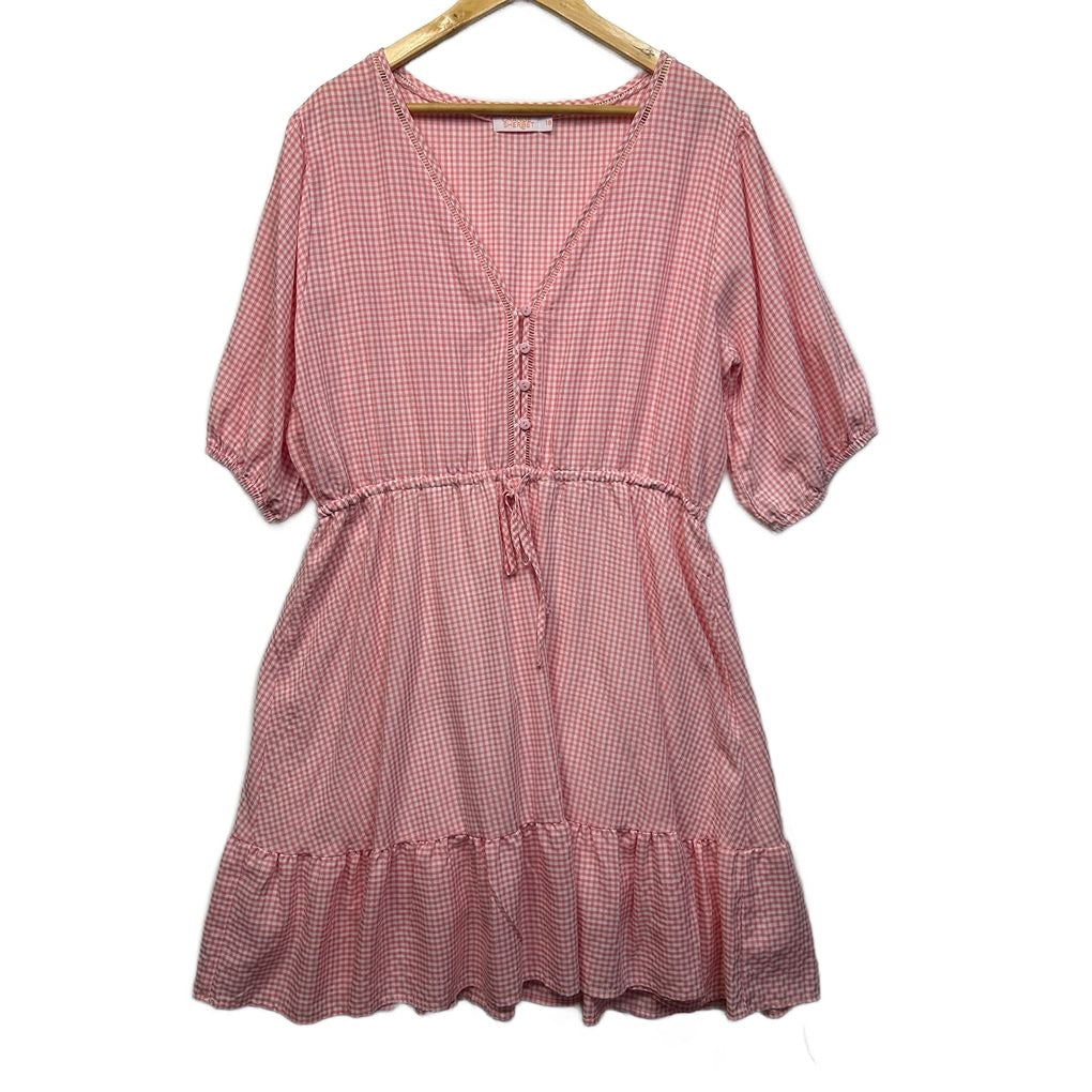 Orange Sherbet Pink Gingham Check Dress - Size 18