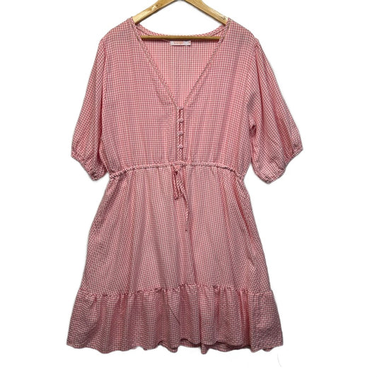 Orange Sherbet Pink Gingham Check Dress - Size 18