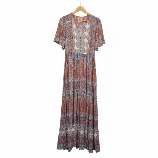 Paisley print maxi dress with white background